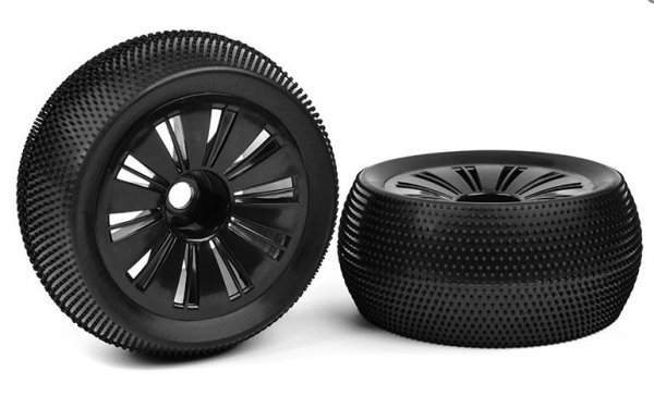 Koła Truggy 1/8 Team Corally - Off-Road 1/8 Truggy Tires - Glued on Black Rims - 1 para