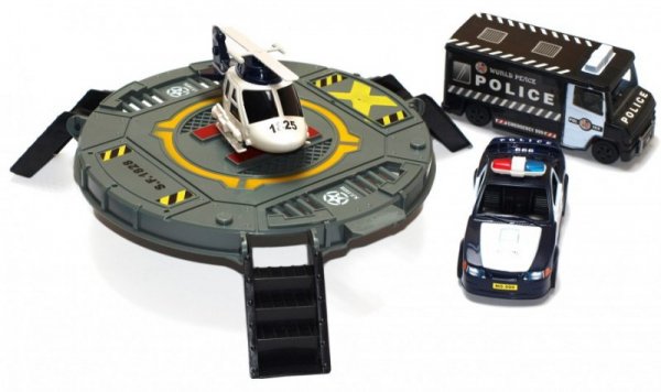Zestaw pojazdów policyjnych z platformą helikoptera 1:20