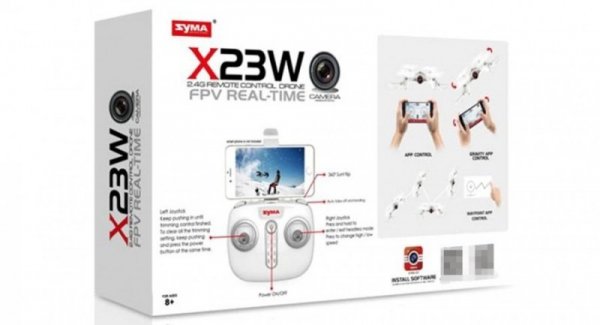 Syma X23W (kamera FPV WiFi, 2.4GHz, żyroskop, auto-start, zawis, zasięg do 25m) - Biały