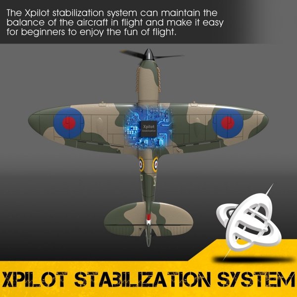 Samolot RC Spitfire z systemem stabilizacji Xpilot One Key Aerobatic Idealny dla początkujących 761-12 RTF