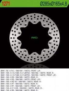 NG1271 TARCZA HAMULCOWA BMW K 75C/RT/S '94-'96, K 100 '84-'93, K1100 '92-'00 (285X165X4,8) (10X5,5MM)