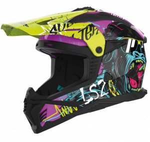 LS2 KASK CROSS MX708 FAST II GORILLA  PURP H-V YEL