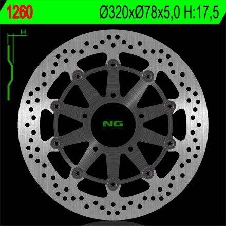 NG1260 TARCZA HAMULCOWA TRUMPH TIGER 1050 '07-'15, SPEED TRIPLE 1050 '05-'13 (320X78X5) (5X10,5MM)
