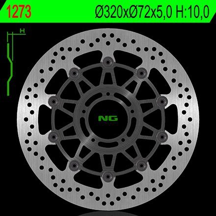 NG1273 TARCZA HAMULCOWA DUCATI 796/821/1078/1100/1200 '11-'16 (320X72X5) (5X8,5MM)