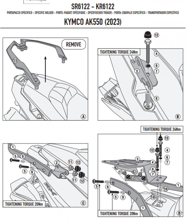 KAPPA STELAŻ KUFRA CENTRALNEGO KYMCO AK 550 PREMIU
