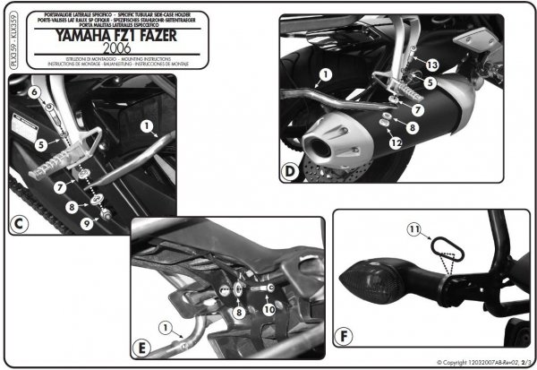 Givi PLX359 Mocowanie boczne V35 FZ1 Fazer 1000