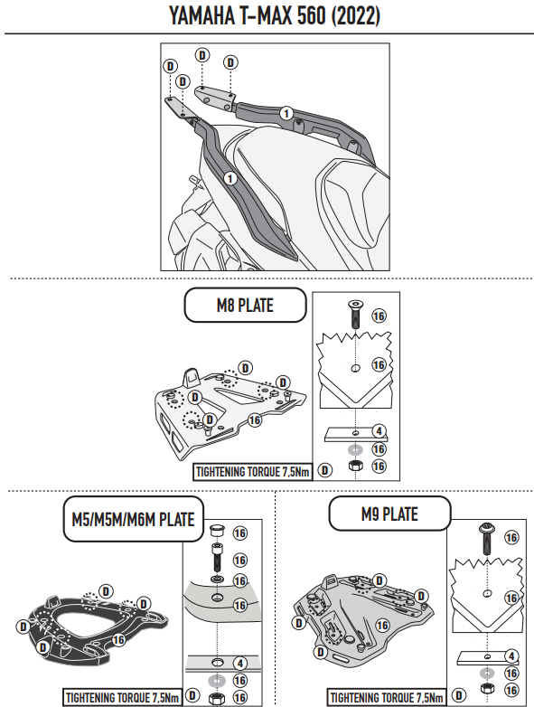 GIVI STELAŻ KUFRA CENTRALNEGO (BEZ PŁYTY) YAMAHA