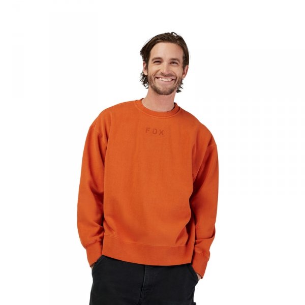 FOX BLUZA  WORDMARK OVERSIZED FLEECE CREW COGNAC