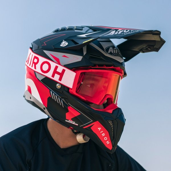 GOGLE AIROH BLAST XR1 RED MATT SZYBA BLUE MIRRORED