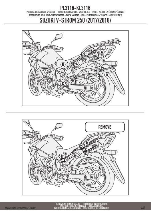 KAPPA KL3116 STELAŻ KUFRÓW BOCZNYCH MONOKEY SUZUKI V-Strom