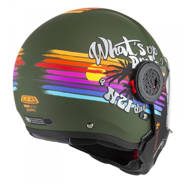 Kask Motocyklowy Nzi Minimod Duo Rainbow Greenblack Silver Matt
