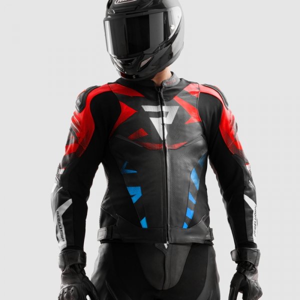 REBELHORN KURTKA SKÓRZANA INFERNO BLACK/BLUE/WH/RE