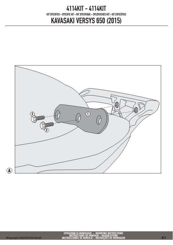 GIVI 4114KIT  KIT MONTAŻOWY DO PLX4114 / PL4114 / TE4114 BEZ STELAŻA SR4114 KAWASAKI VERSYS 650 (15)