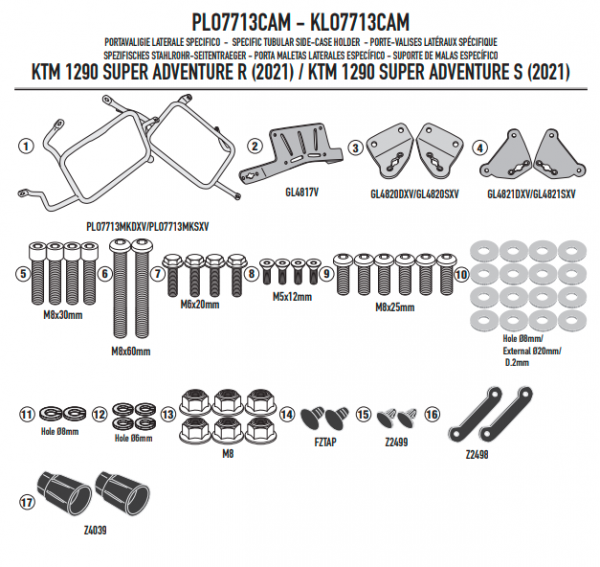 GIVI STELAŻ KUFRÓW ONE-FIT CAM - KTM 1290 Super Ad