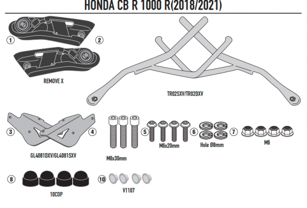 GIVI STELAŻ SAKW BOCZNYCH REMOVE-X HONDA CB 1000 R
