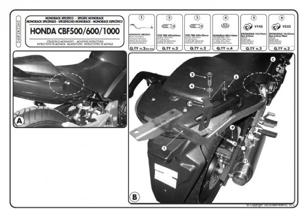 Stelaż Givi 260fz do Honda CBF 500 04-12
