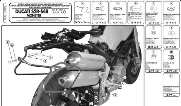 KAPPA STELAŻ POD SAKWY DUCATI Monster S2R/S4R/S4RS