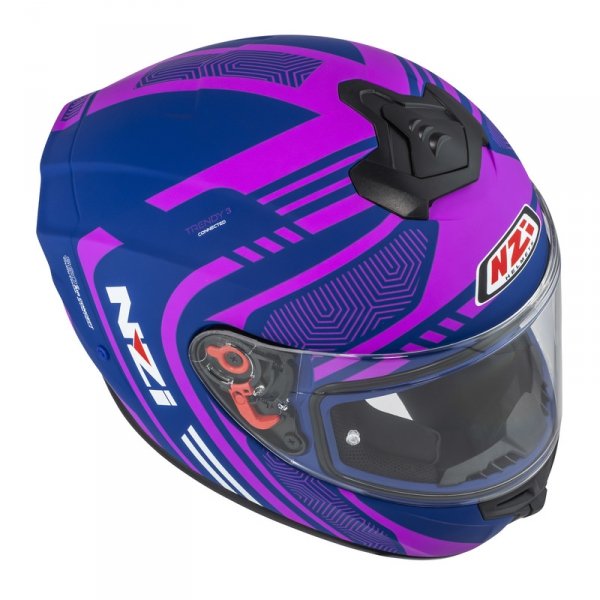 Kask Motocyklowy NZI Trendy Stream Connected Dark Blue Pink Matt
