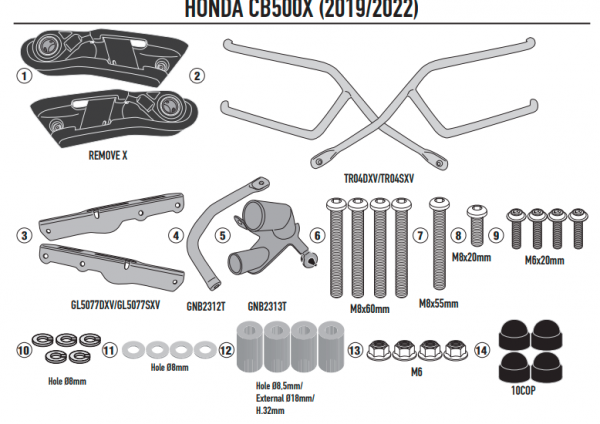 GIVI STELAŻ SAKW BOCZNYCH REM HONDA CB500X (19-22)