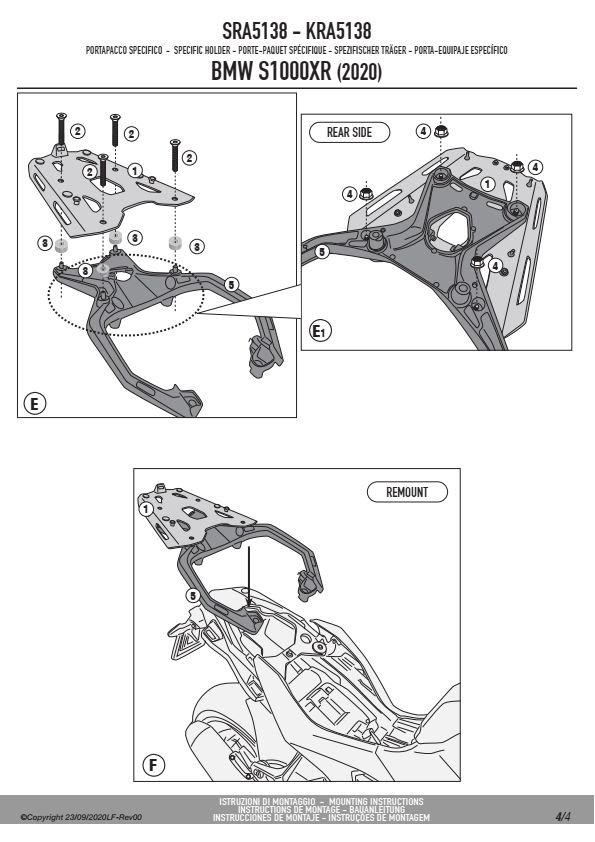 GIVI SRA5138STELAŻ KUFRA CENTRALNEGO Z ALUMINIOWĄ PŁYTĄ MONOKEY BMW S
