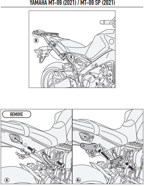 GIVI STELAŻ KUFRA CENTRALNEGO YAMAHA MT-09 / MT-09