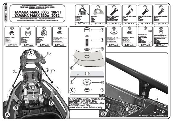GIVI SR2013 Mocowanie monolock Yamaha T-MAX 500 (08-11)