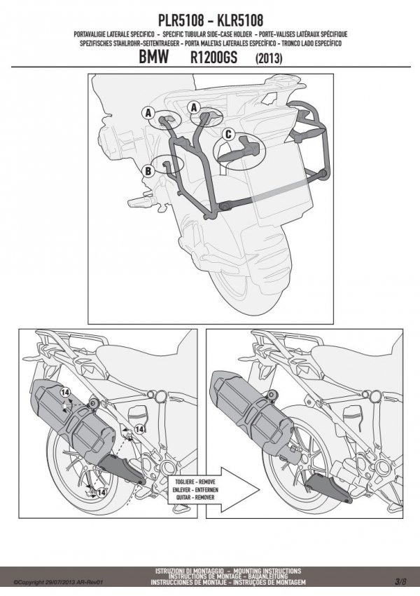 GIVI PLR5108 MOCOWANIE BOCZNE BMW R1200 GS (13-14)