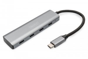 Hub USB Typ C DIGITUS 4-portowy 4x USB Typ C aluminium 5Gbps