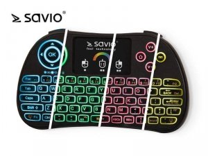 Klawiatura bezprzewodowa RGB Savio KW-03 do TV Box, Smart TV, PS3, XBOX360, PC, podświetlana