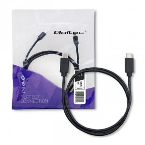 Kabel USB Qoltec 2.0 typ C męski | USB 2.0 typ C męski | 0.5m | Czarny