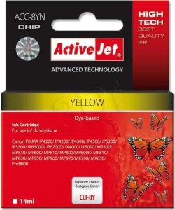 Tusz yellow do Canon (zastępuje CLI-8Y) (chip) ActiveJet ACC-8YN