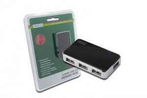 Hub USB Digitus DA-70220 4xUSB 2.0 aktywny czarny