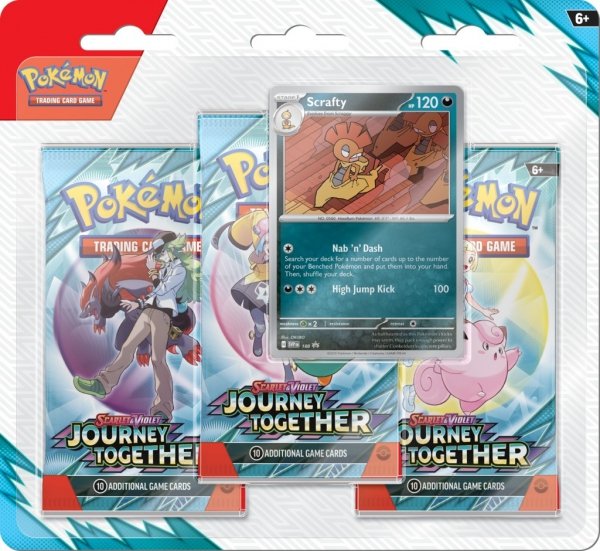 Pokemon TCG: Scarlet &amp; Violet - Journey Together - 3-Pack Blister - Scrafty