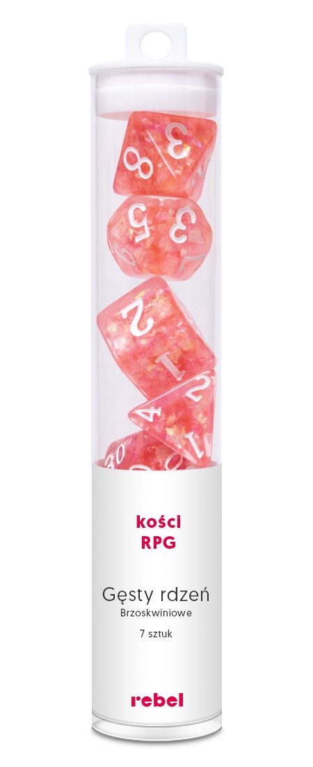 7 kości.Gęsty rdzeń.Brzoskwiniowe (białe cyfry).REBEL