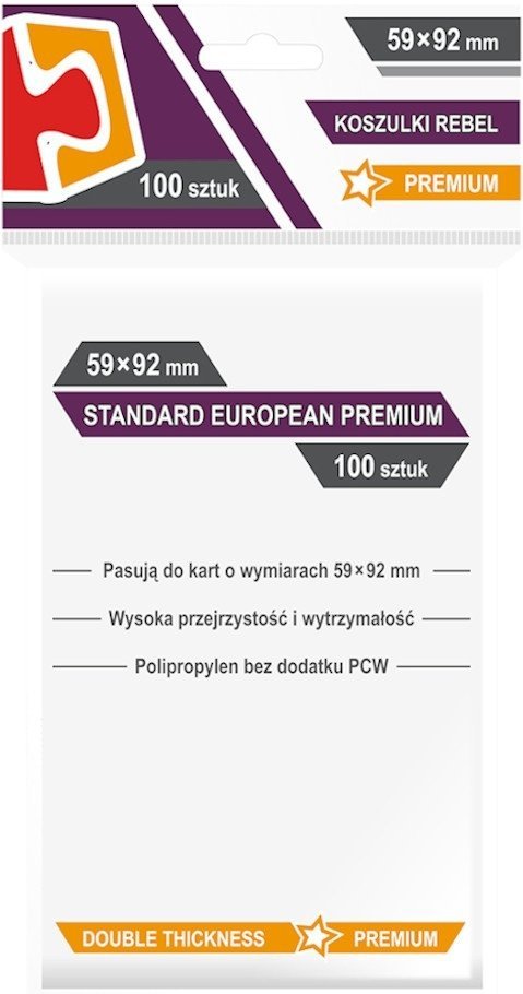 Koszulki na karty Rebel (59x92 mm) &quot;Standard European Premium&quot;, 100 sztuk
