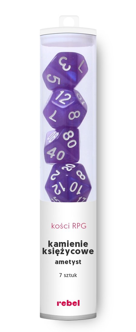 7 kości.Kamienie Księżycowe.Ametyst.REBEL