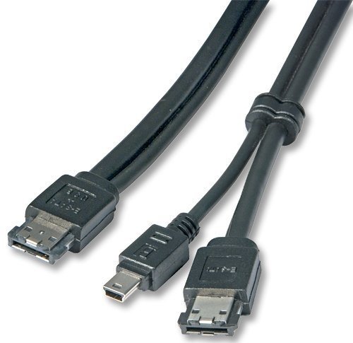 Kabel eSATA+MiniUSB męski na eSATA męski