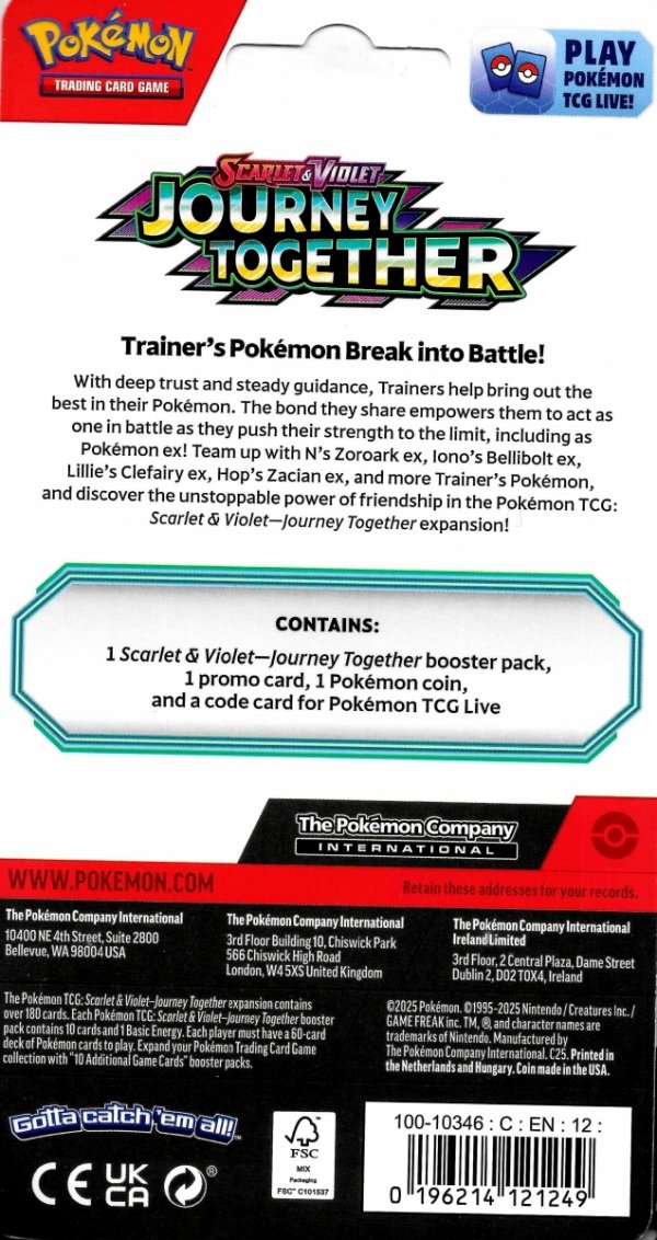 Pokemon TCG: Scarlet &amp; Violet - Journey Together - Checklane Blister - Scraggy