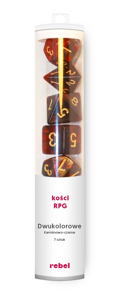 7 kości.2kolor.Karminowo-czarne.REBEL