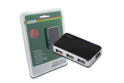 Hub USB Digitus DA-70220 4xUSB 2.0 aktywny czarny