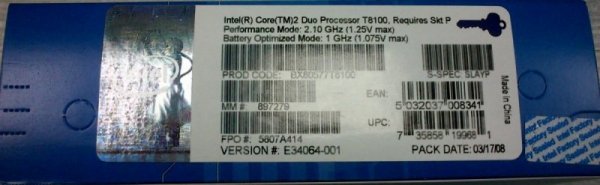 Procesor INTEL C2D T8100 (3M Cache, 2.10 GHz, 800 MHz FSB) BGA479, PGA478 BOX