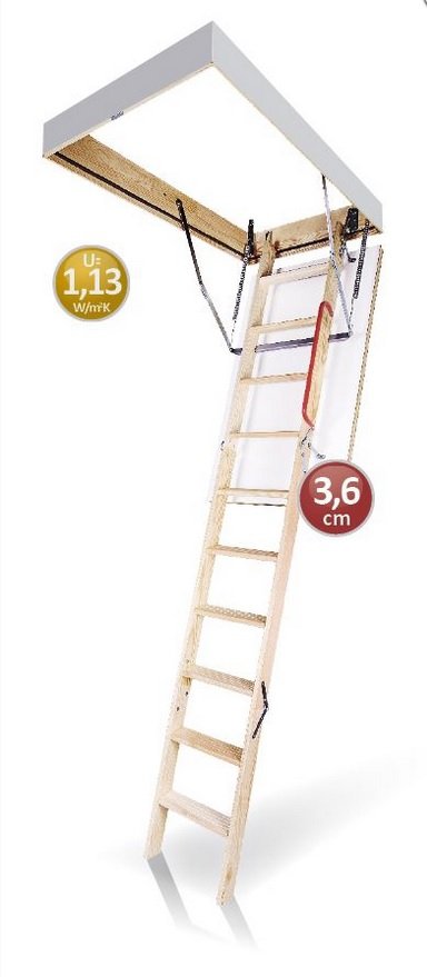 Ocieplone SCHODY STRYCHOWE Kronmat Optistep 60X111/280 OLE + Drążek + Poręcz