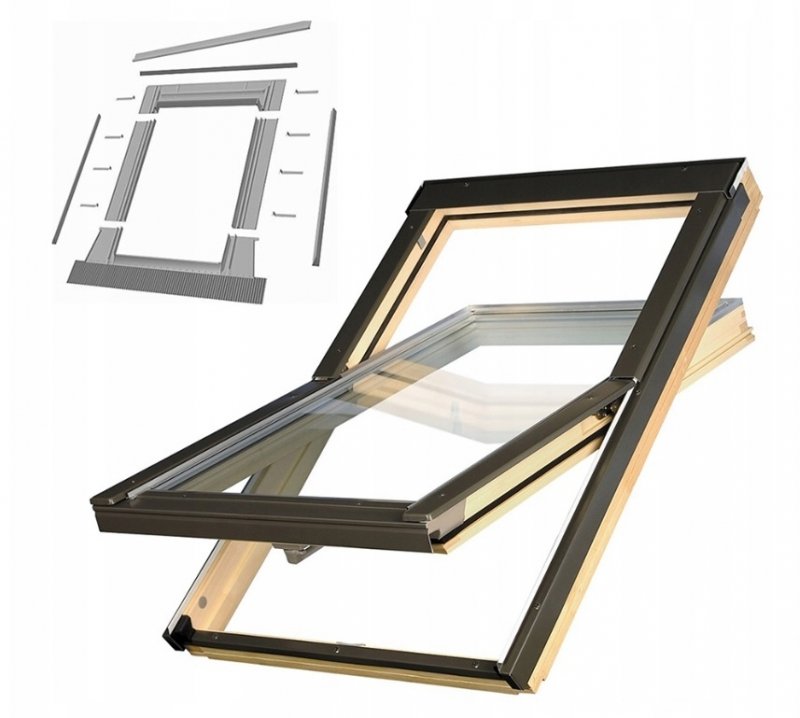 OKNO DACHOWE OPTILIGHT 55X78 VB NAWIEWNIK + KOŁNIERZ DO POKRYĆ PŁASKICH