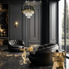 ŻYRANDOL GLAMOUR CZARNO ZŁOTY KRYSZTAŁOWY DO SALONU SYPIALNI  CRISTAL MILAGRO ML1634