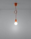 Lampa wisząca DIEGO 1 pomarańczowa PVC minimalistyczna zwis sufitowy na lince E27 LED SOLLUX LIGHTNIG