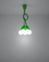 Lampa wisząca DIEGO 5 zielona PVC minimalistyczna sufitowa na linkach E27 LED SOLLUX LIGHTNIG