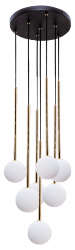 LAMPA WISZĄCA CZARNO ZŁOTA KULE BIAŁE  NA KOLE ZUMALINE 5642 ALI 