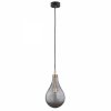 LAMPA WISZĄCA CZARNO ZŁOTA GRAFITOWY KLOSZ W KSZTAŁCIE GRUSZKI SZKLANA DO SALONU SYPIALNI KUCHNI ARGON OAKLAND 4716