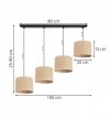 Lampa wisząca, cztery źródła światła, abażur juta 20 cm, prostokątna podsufitka, E27 LIGHT HOME