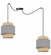Lampa wisząca BOHO, pająk, czarna konstrukcja, szary, beż, dwa abażury z juty, regulacja wysokości LIGHT HOME